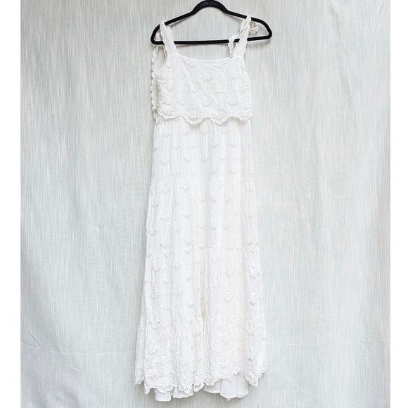 Sézane Sezane Elia Dress Womens 38/ M Ecru Boho Sleeveless Tiered Midi Maxi - Picture 2 of 12